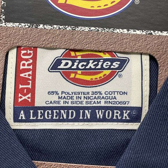 Dickies 574 Extra Long Tail Work Wear Shirt Mens XL Button Top Long Sleeve Blue - Picture 4 of 9